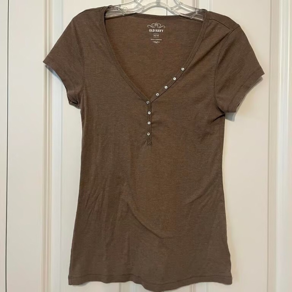 Old Navy Brown V-Neck Women's Top